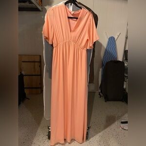 Pinkblush Peach Maxi Dress with Flutter Sleeves